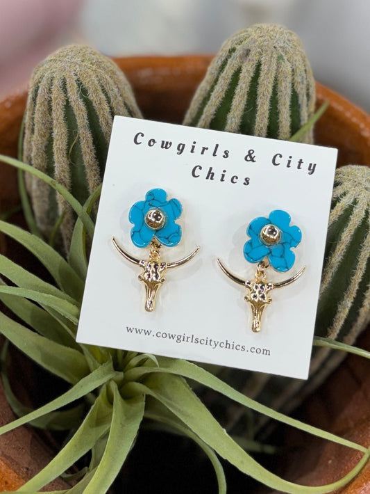 Riadosa Steer Skull Earrings - Cowgirls & City Chics