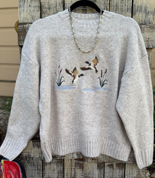 {Riley} Duck Embroidered Sweater - Cowgirls & City Chics