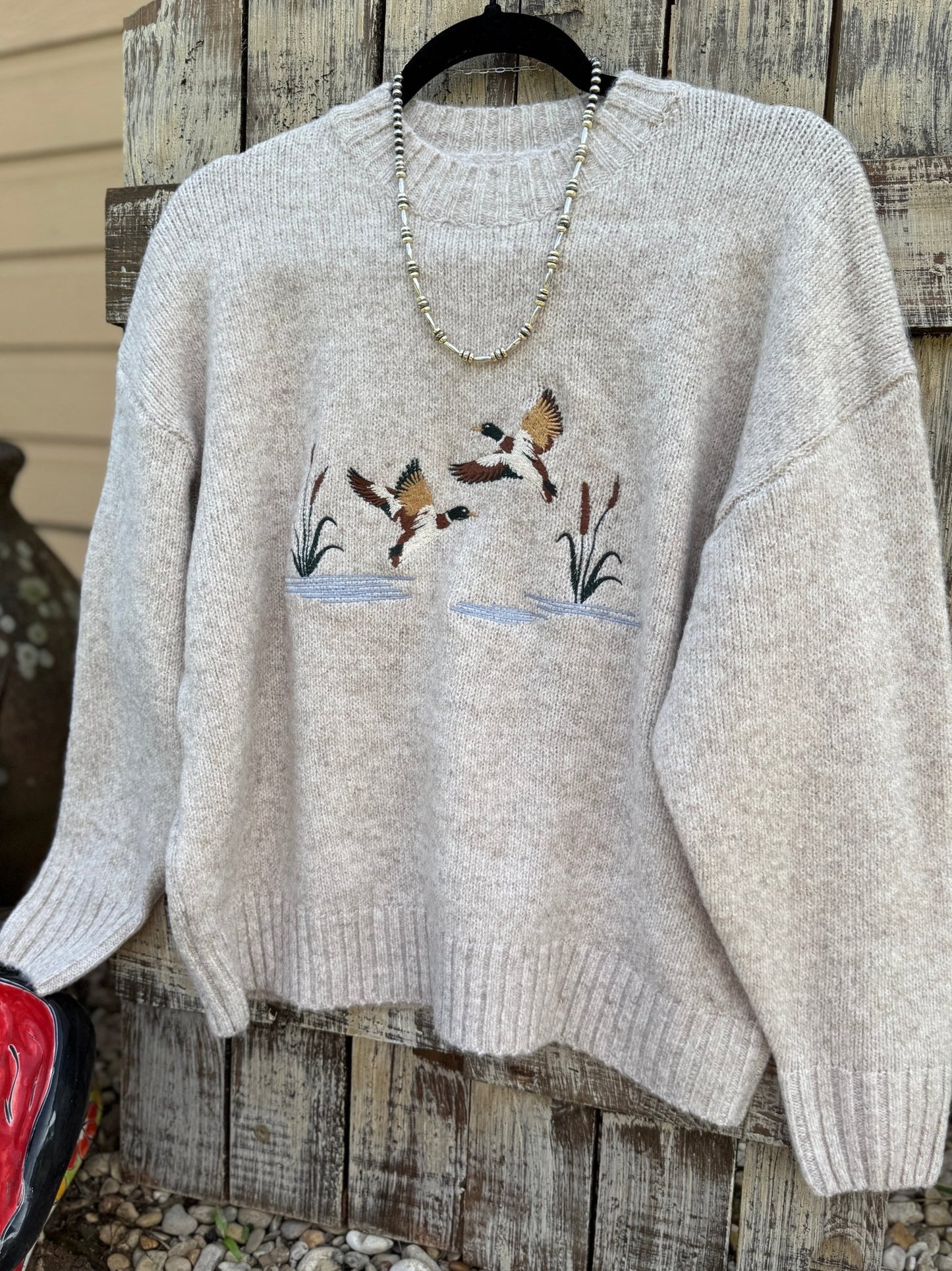 {Riley} Duck Embroidered Sweater - Cowgirls & City Chics