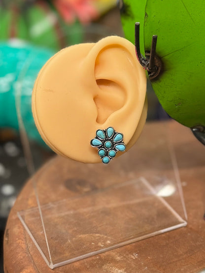 {Rio} Turquoise Cluster Post Earring - Cowgirls & City Chics