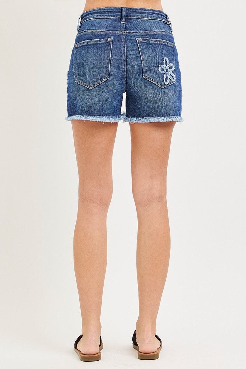 Risen Flower Stitched Shorts - Cowgirls & City Chics
