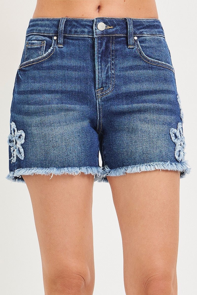 Risen Flower Stitched Shorts - Cowgirls & City Chics