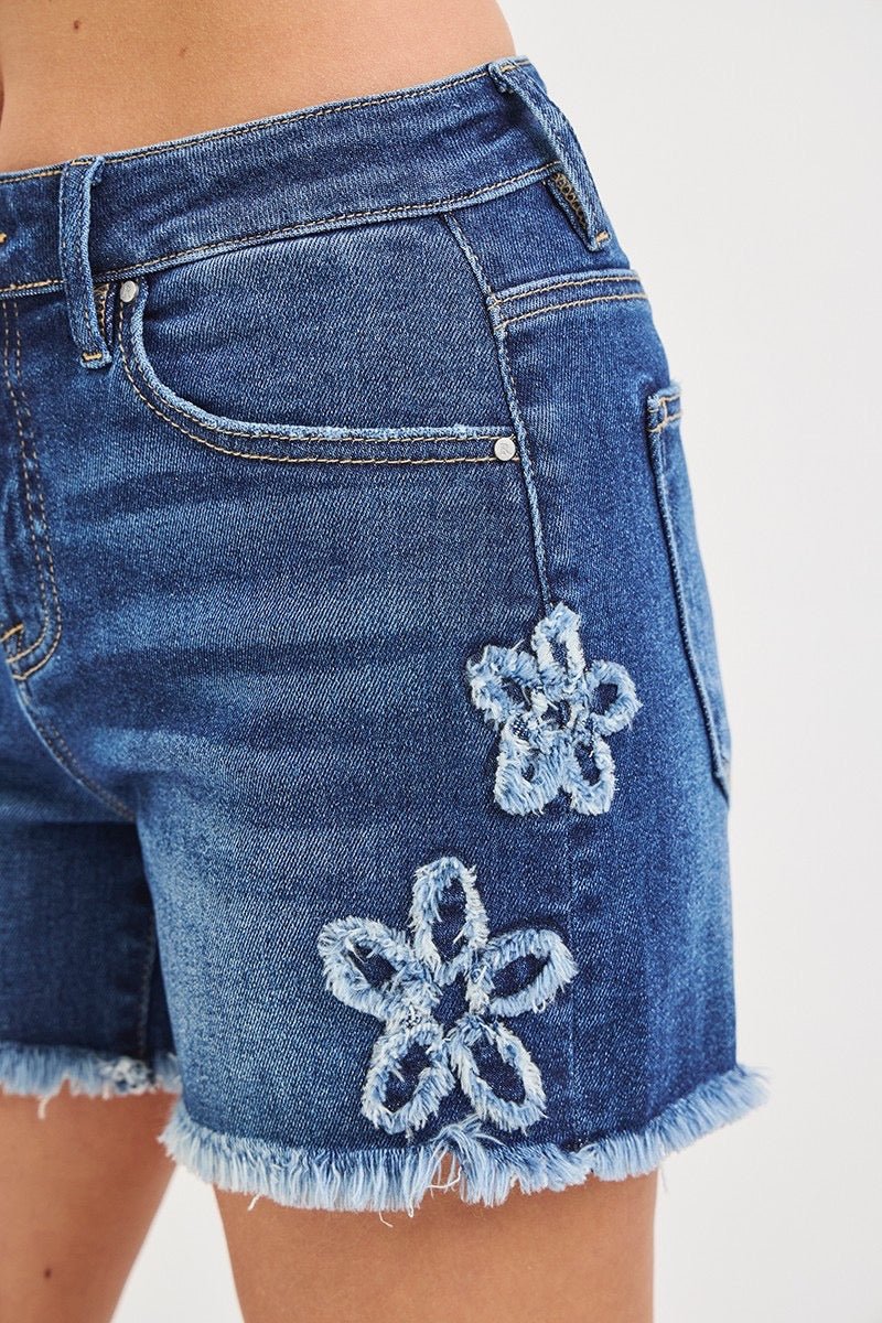 Risen Flower Stitched Shorts - Cowgirls & City Chics