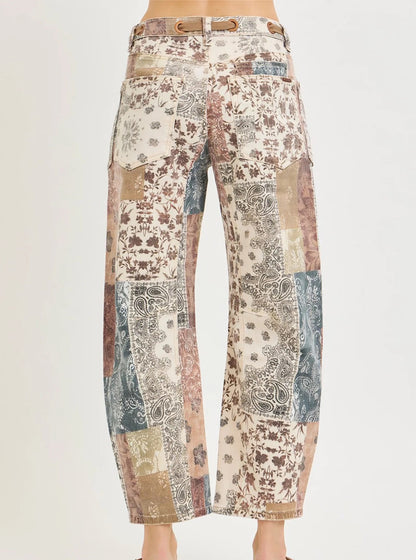 Risen Paisley Patchwork Barrel Jeans - Cowgirls & City Chics