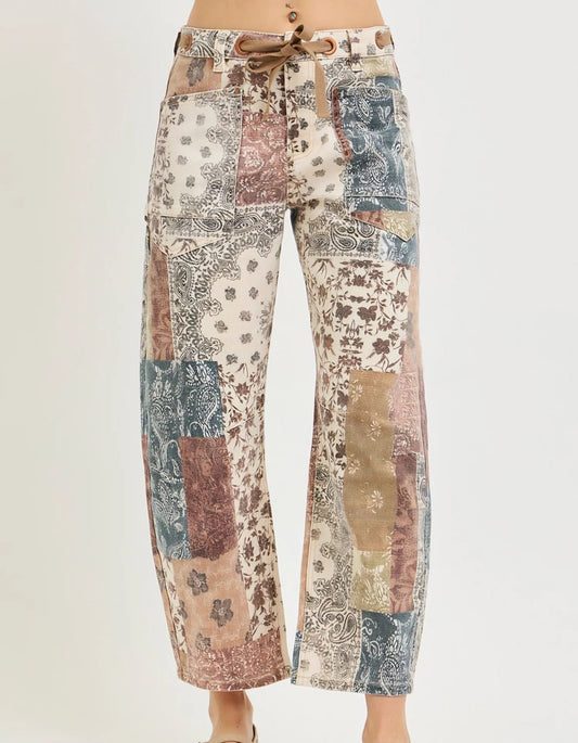 Risen Paisley Patchwork Barrel Jeans - Cowgirls & City Chics