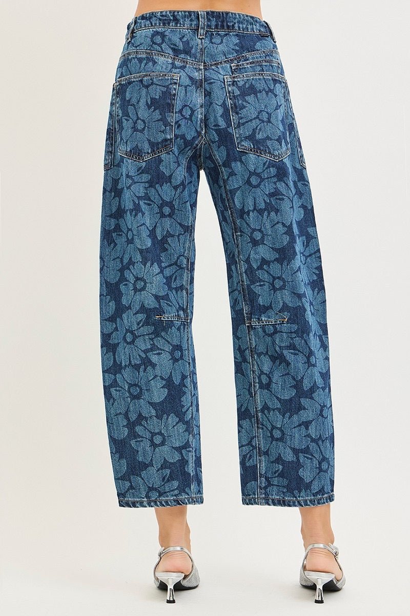 Risen Slouchy Floral Barrel Jeans - Cowgirls & City Chics