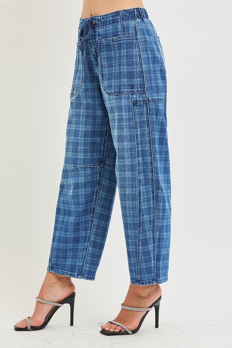 Risen Slouchy Plaid Jeans - Cowgirls & City Chics
