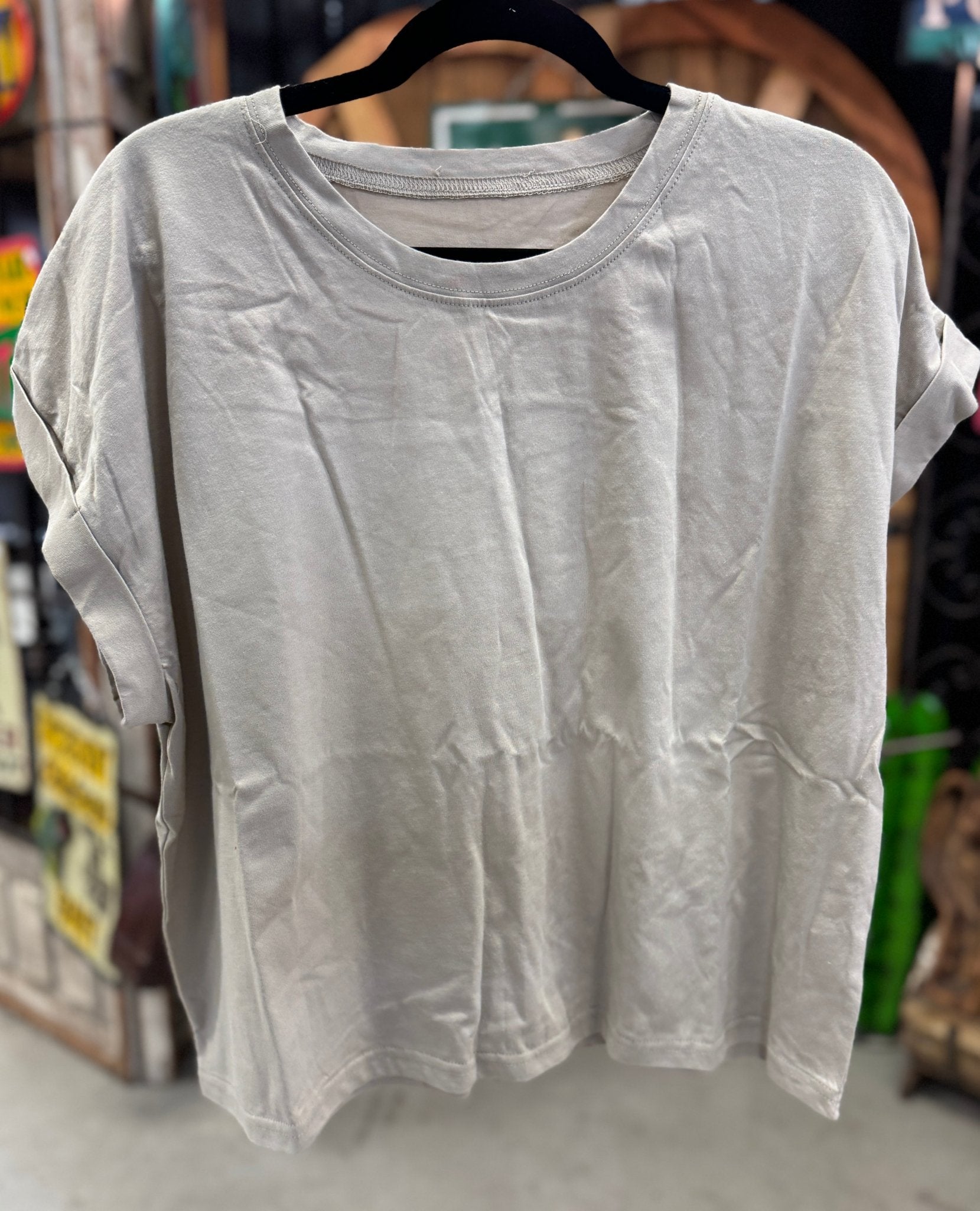 Round Neck Cuffed Sleeve Top - Cowgirls & City Chics