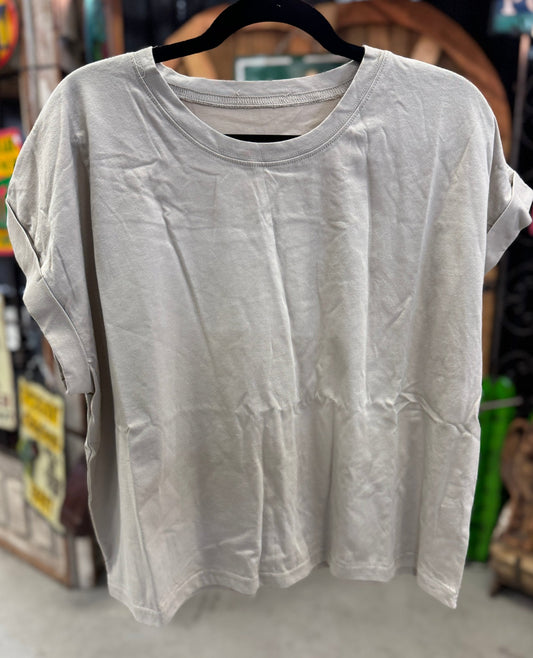 Round Neck Cuffed Sleeve Top - Cowgirls & City Chics
