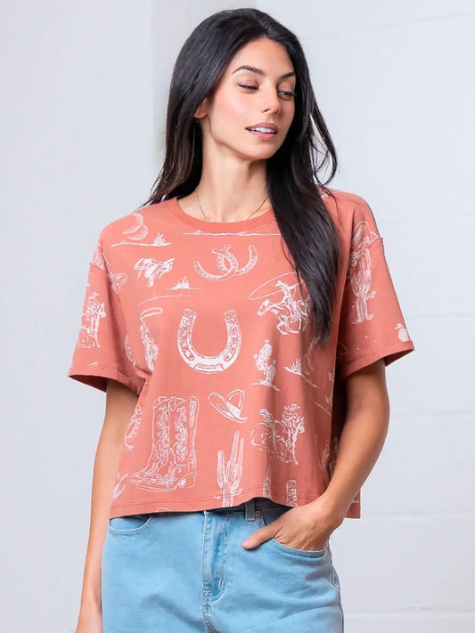 {Rust} Wild West Tee - Cowgirls & City Chics