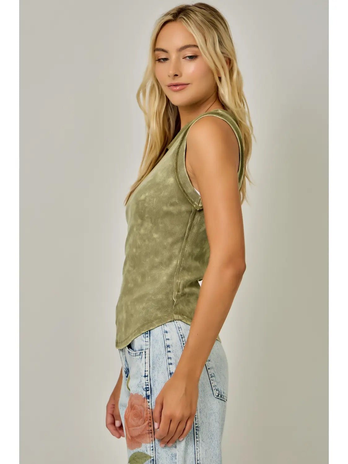 {Sage} Exposed Seam Ribbed Tank - Cowgirls & City Chics