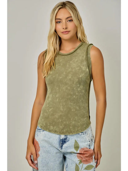 {Sage} Exposed Seam Ribbed Tank - Cowgirls & City Chics
