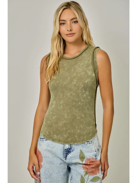 {Sage} Exposed Seam Ribbed Tank - Cowgirls & City Chics