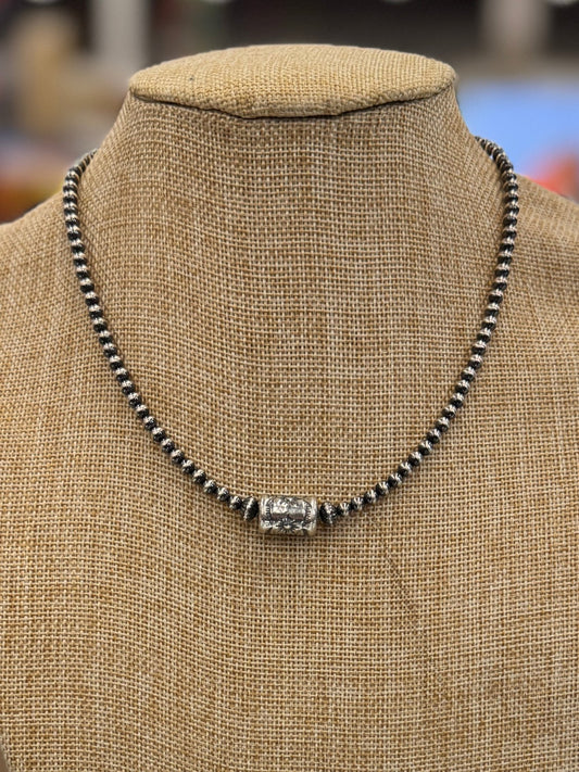 {San Marcos} Single Stamped Pearl Necklace - Cowgirls & City Chics