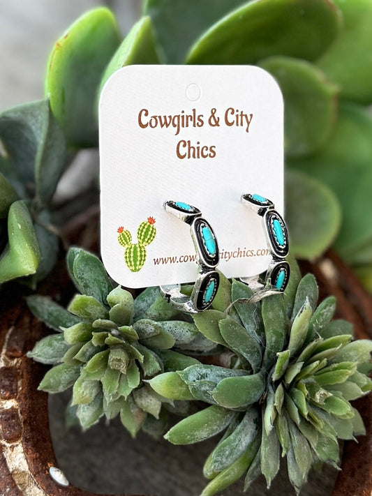 {San Marcos} Turquoise Hoop Earrings - Cowgirls & City Chics