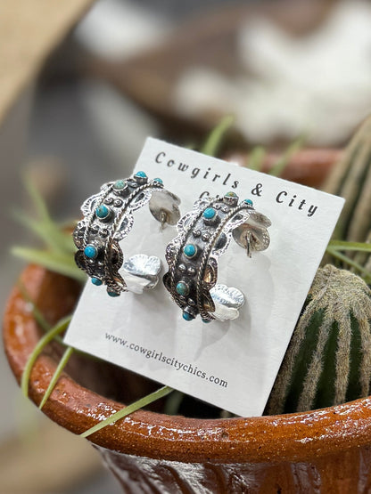 {Selma} Kingman Hoop Earrings - Cowgirls & City Chics