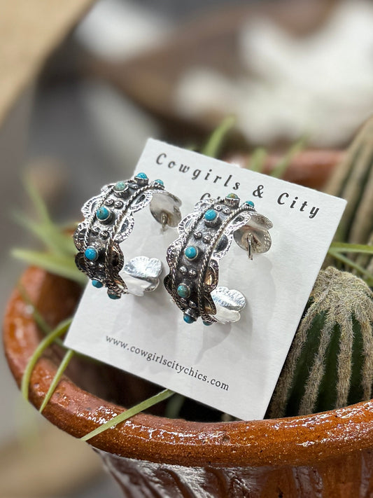 {Selma} Kingman Hoop Earrings - Cowgirls & City Chics