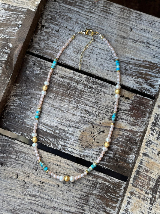 {Shelby} Gold & Turquoise Necklace - Cowgirls & City Chics