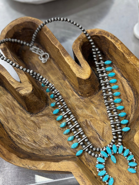 {Shelia} Turquoise Squash Blossom Necklace - Cowgirls & City Chics