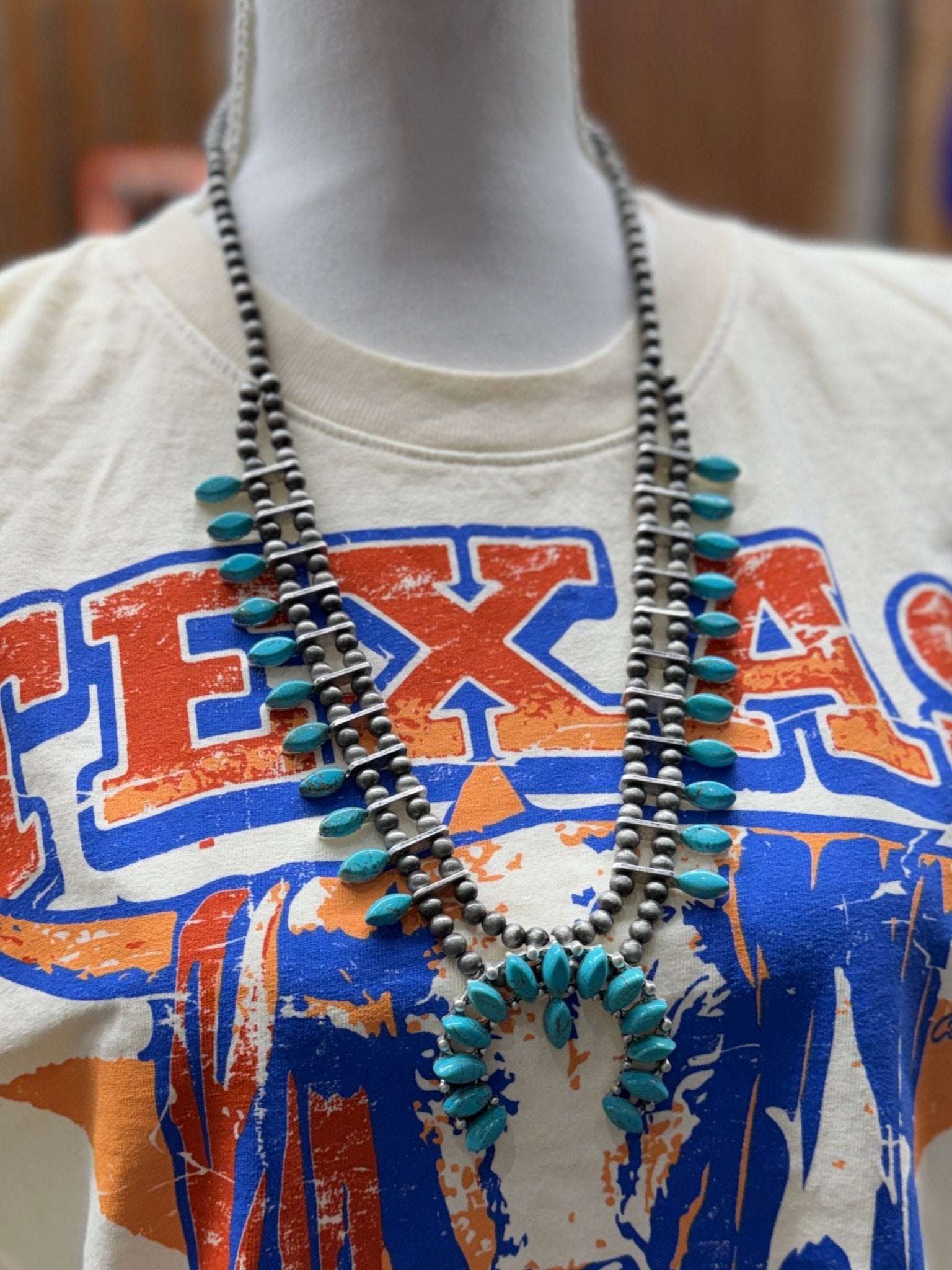 {Shelia} Turquoise Squash Blossom Necklace - Cowgirls & City Chics