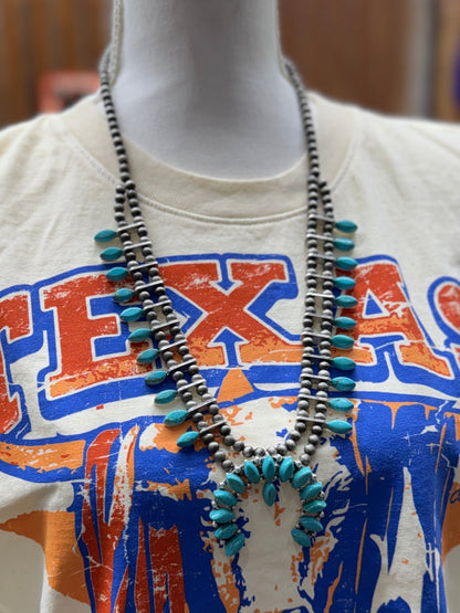 {Shelia} Turquoise Squash Blossom Necklace - Cowgirls & City Chics