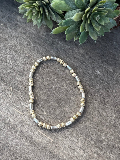 Silver & Gold Filled Pearl Bracelet (Stretch) - Cowgirls & City Chics