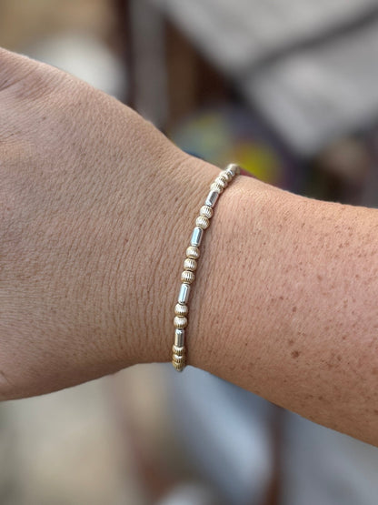 Silver & Gold Filled Pearl Bracelet (Stretch) - Cowgirls & City Chics