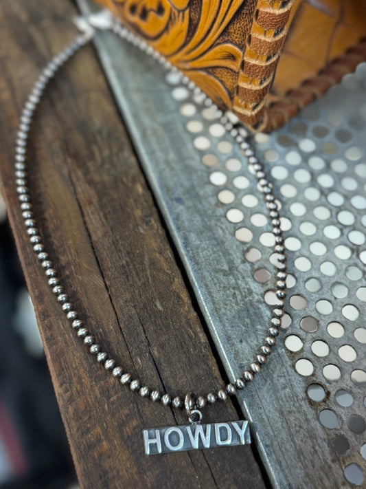 Silver Howdy Pearl Necklace - Cowgirls & City Chics