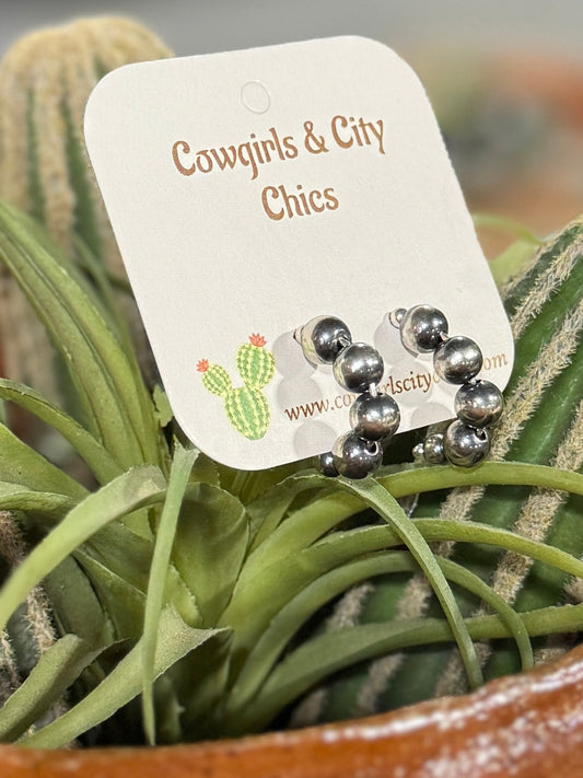 Silver Pearl Hoop Earrings - Cowgirls & City Chics