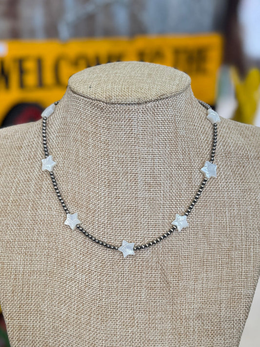 Silver Pearls & Pearl Star Necklace - Cowgirls & City Chics