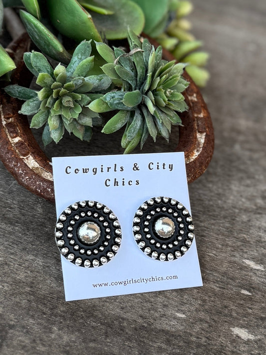 Silver Stud Concho Earring - Cowgirls & City Chics