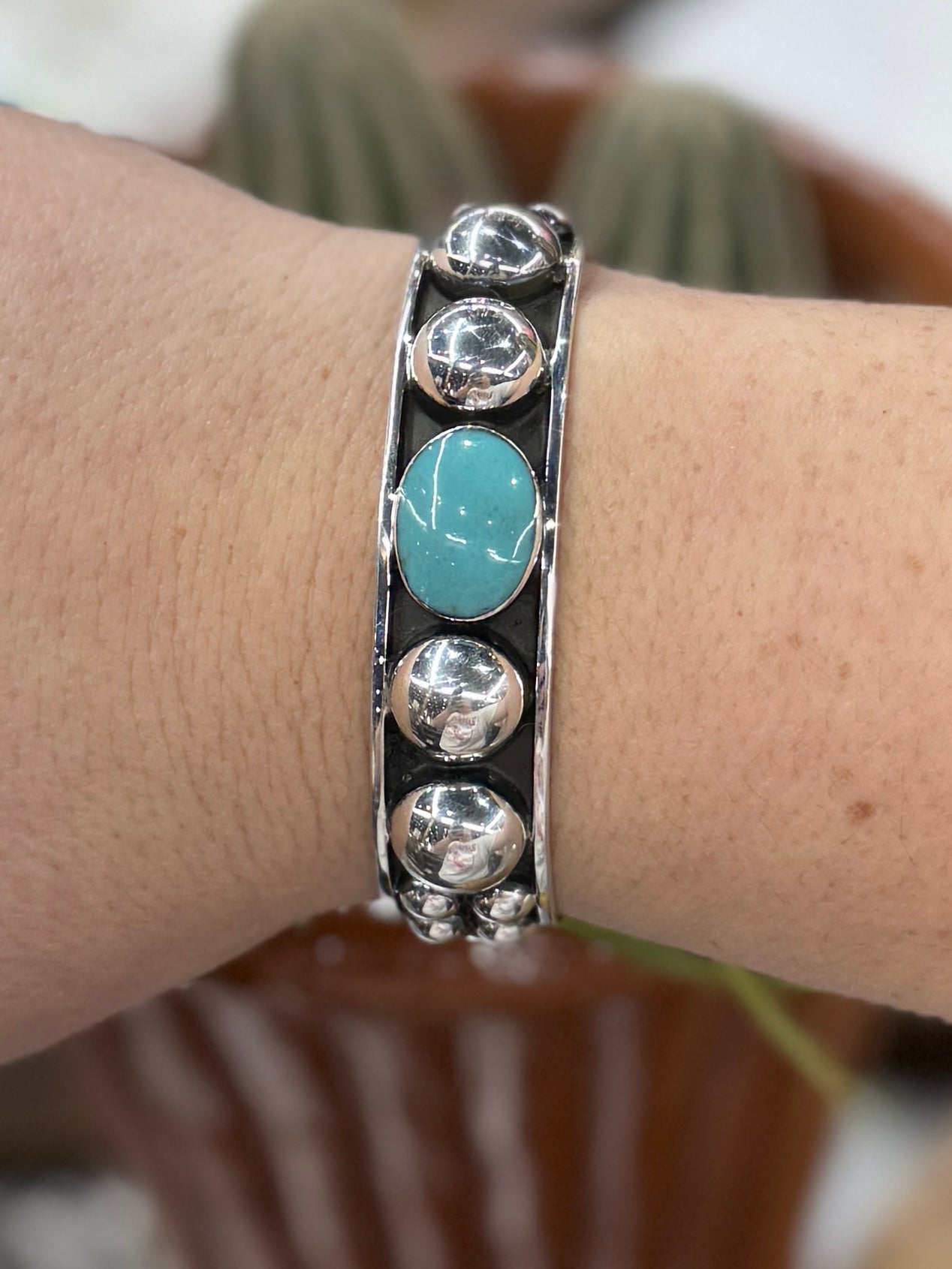 Single Turquoise Stone Cuff - Cowgirls & City Chics