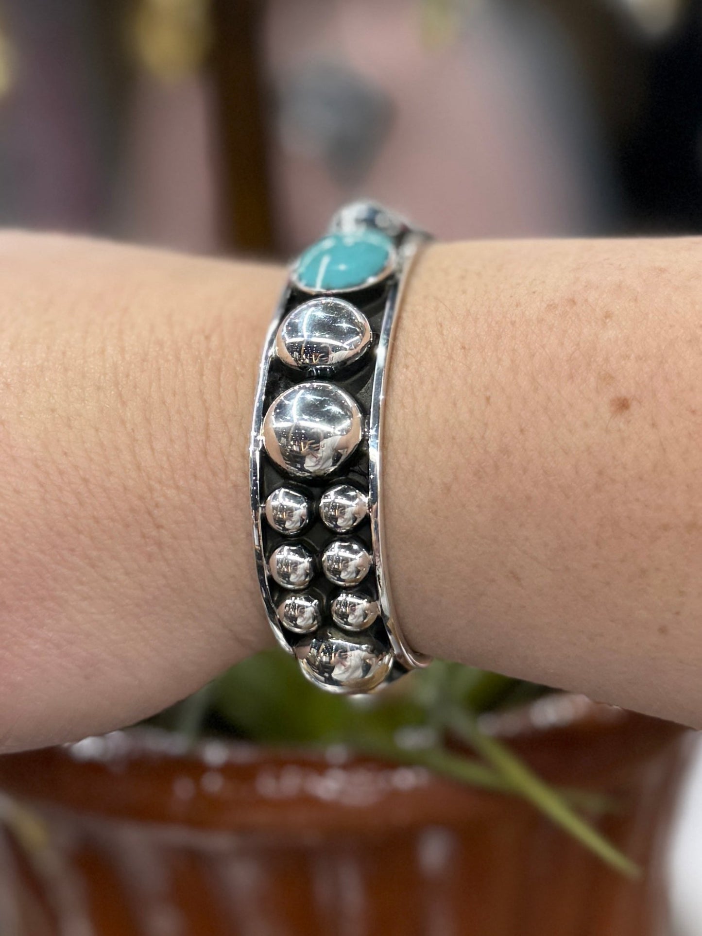 Single Turquoise Stone Cuff - Cowgirls & City Chics