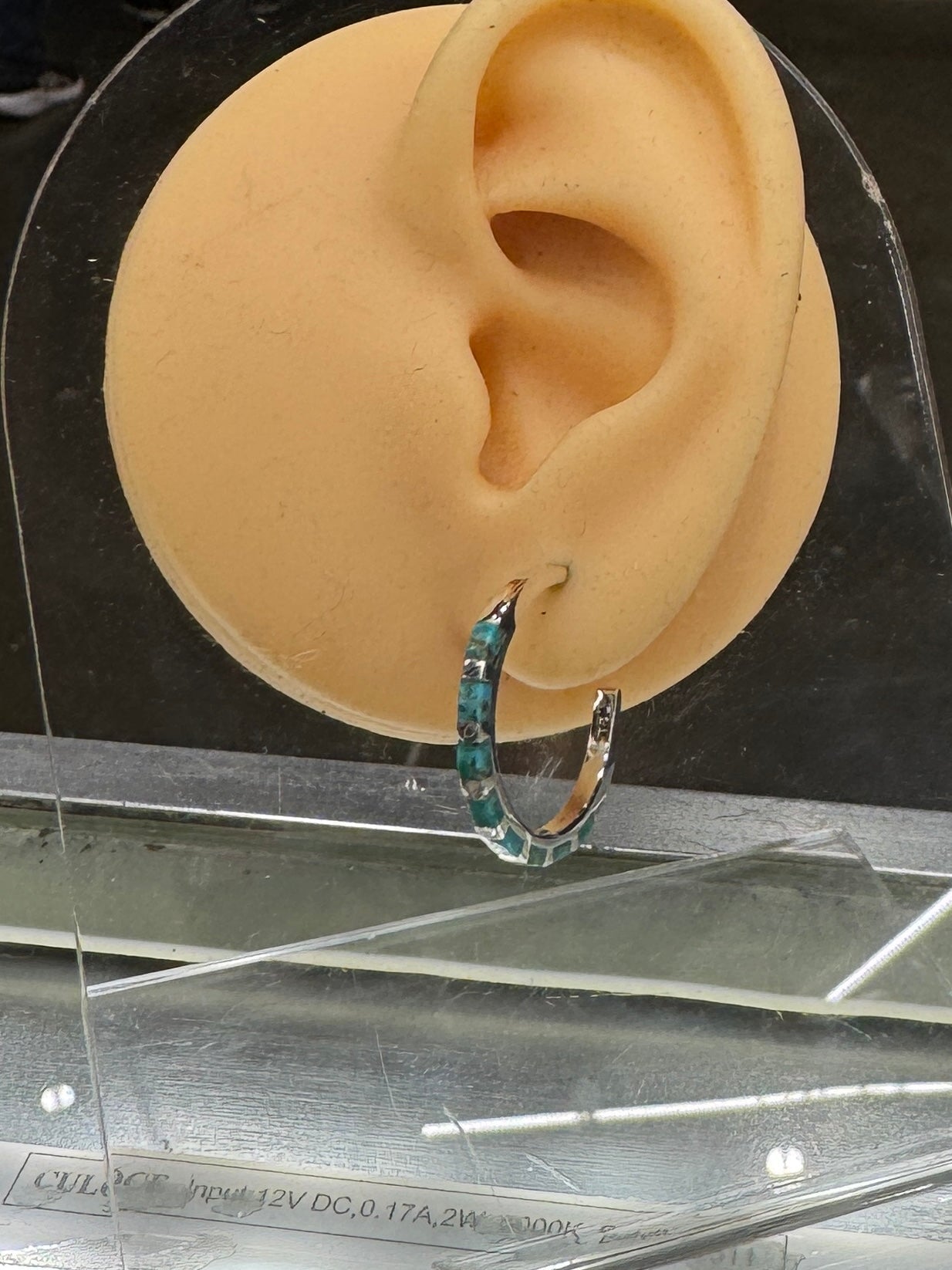 Skinny Turquoise Silver Hoops - Cowgirls & City Chics
