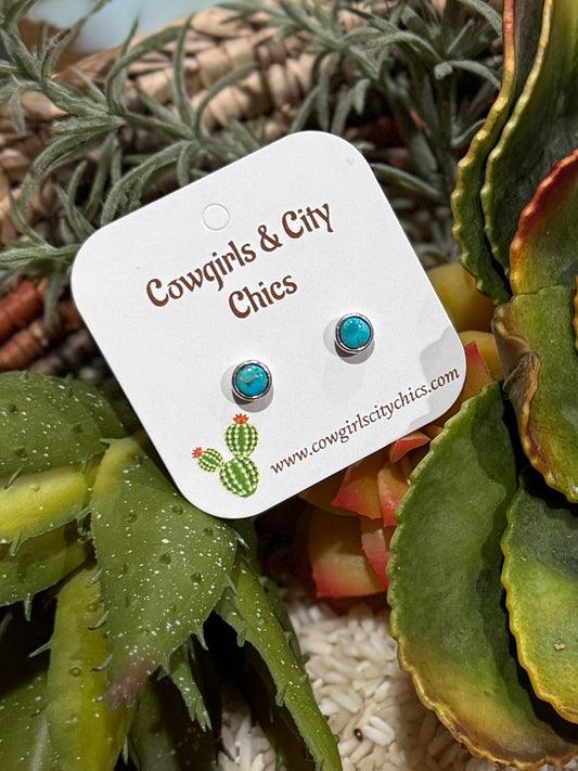 Small Kingman Silver Studs - Cowgirls & City Chics