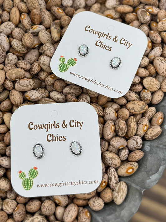 Small Opal Stud Earrings - Cowgirls & City Chics