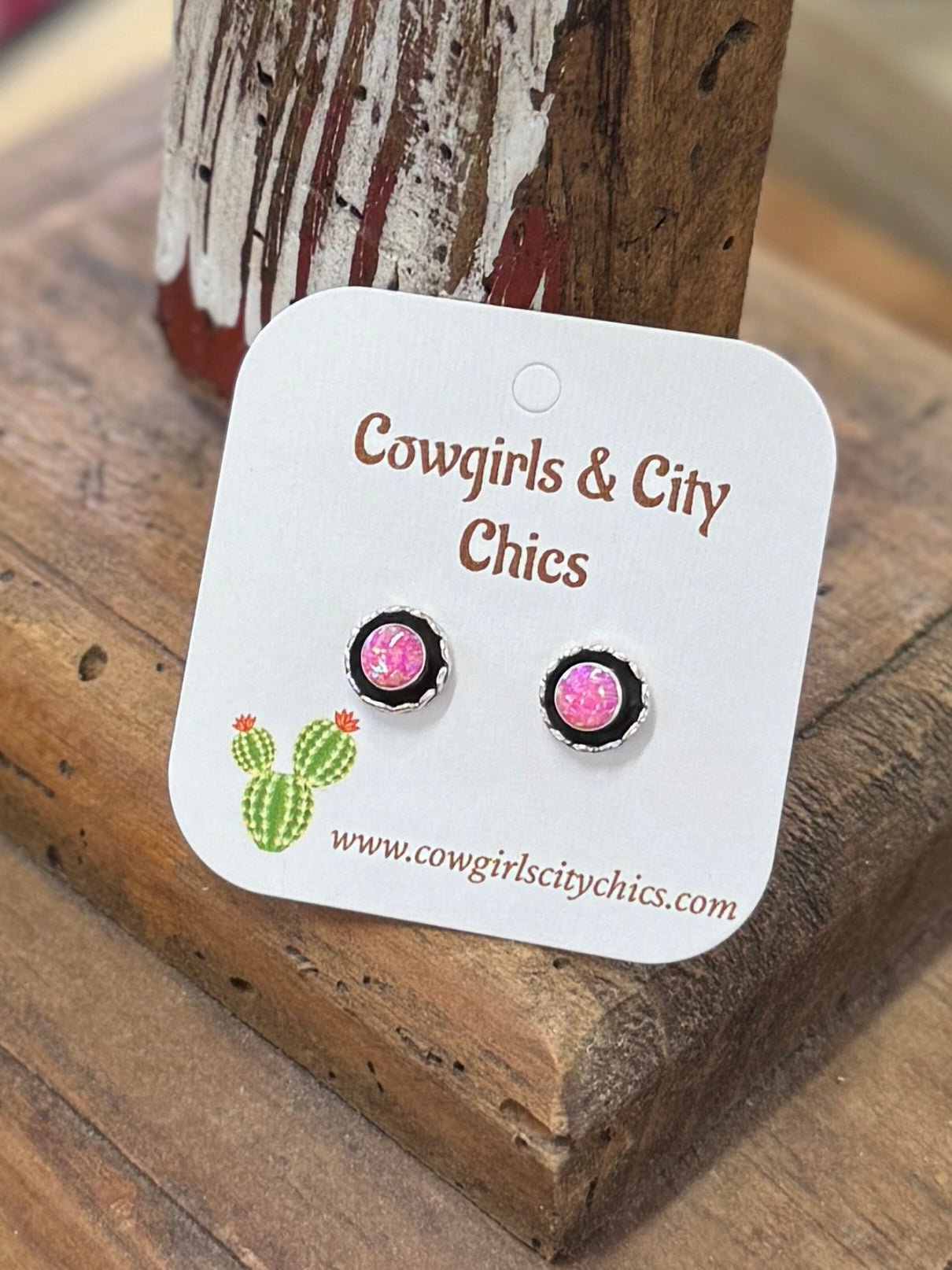 Small Pink Opal Earrings - Cowgirls & City Chics