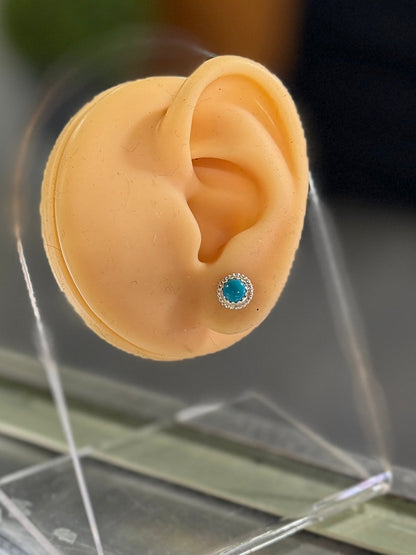 Small Round Kingman Stud Earrings - Cowgirls & City Chics