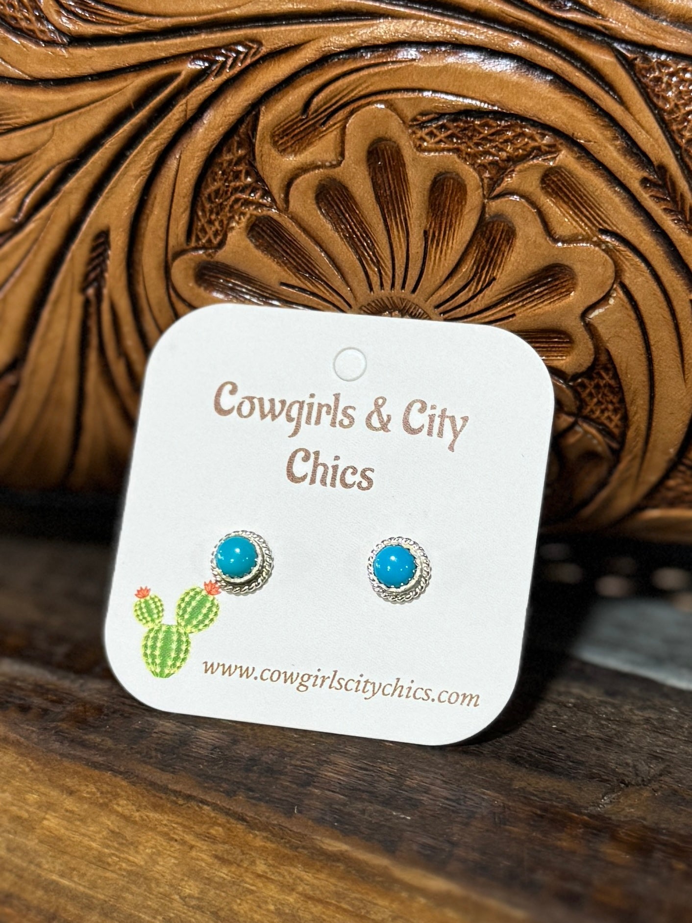 Small Round Kingman Stud Earrings - Cowgirls & City Chics