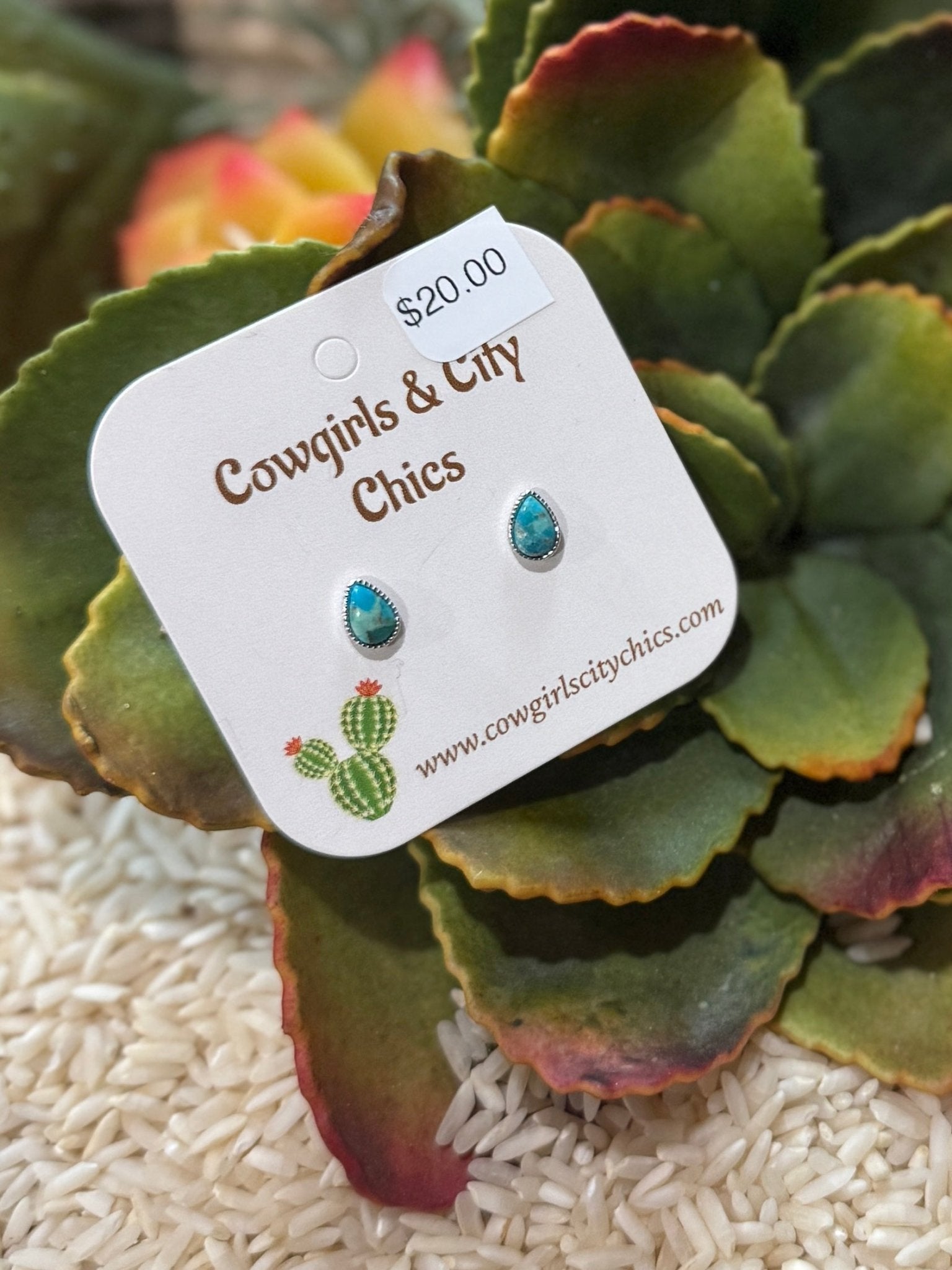 Small Teardrop Kingman Studs - Cowgirls & City Chics