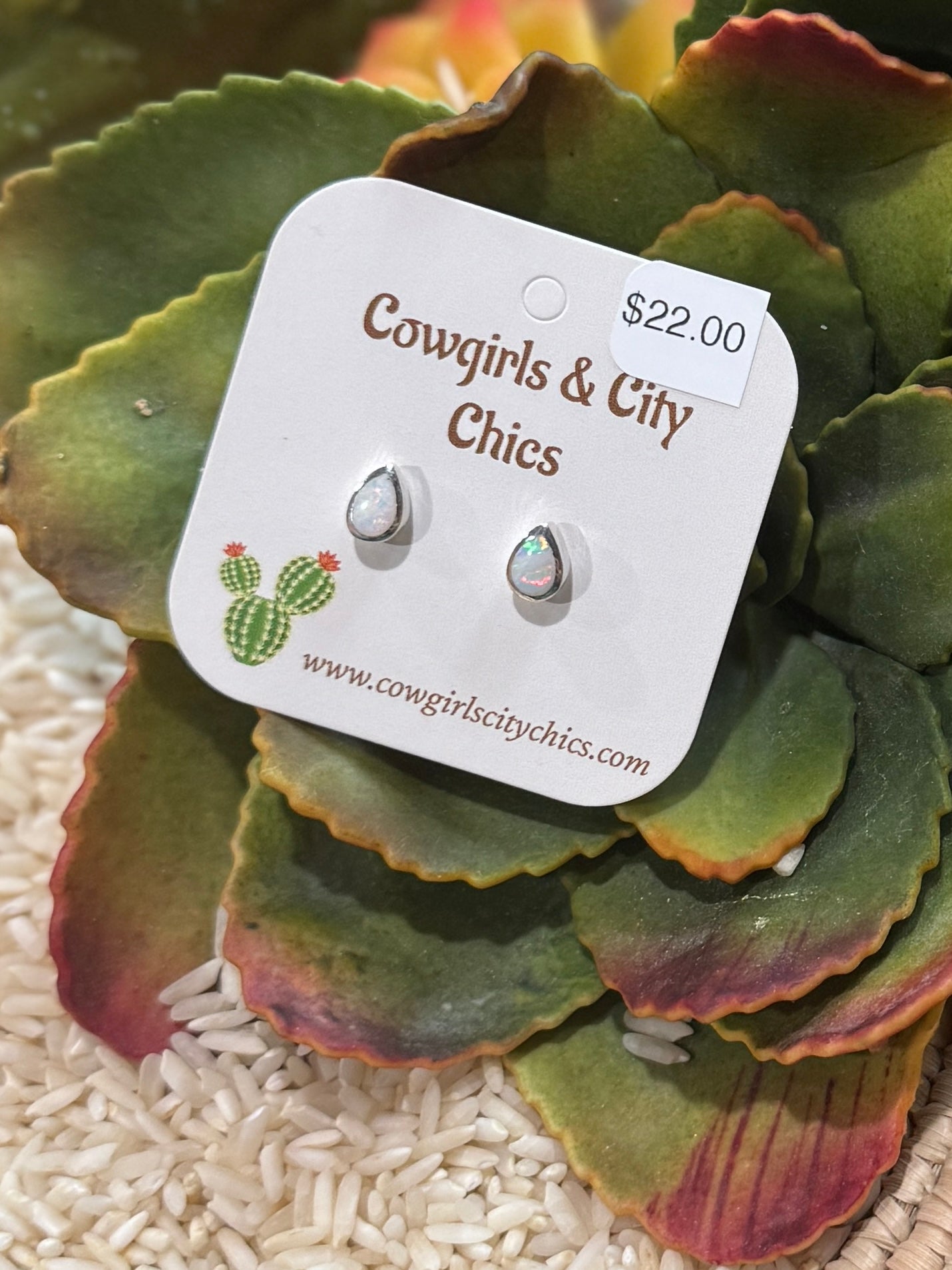 Small Teardrop Opal Studs - Cowgirls & City Chics