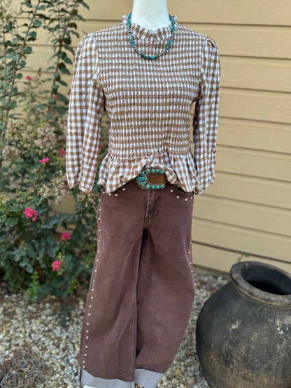Smocked Gingham Top - Cowgirls & City Chics
