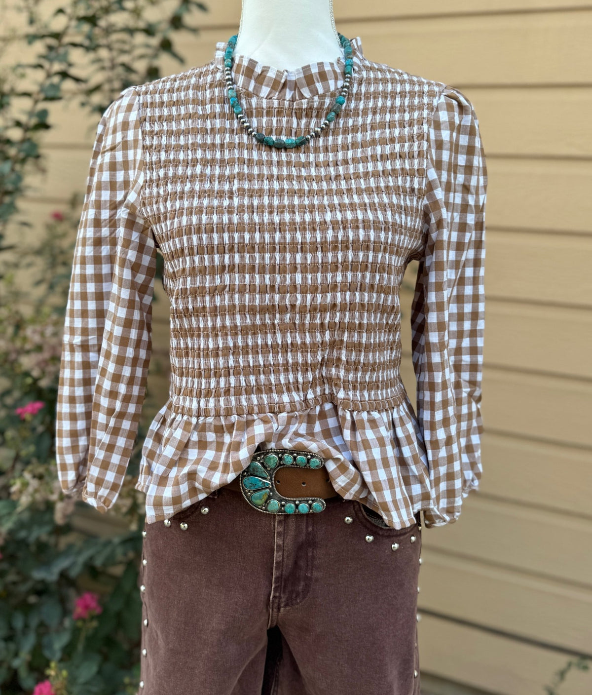 Smocked Gingham Top - Cowgirls & City Chics