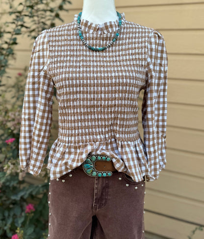 Smocked Gingham Top - Cowgirls & City Chics
