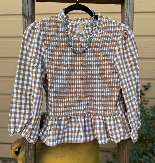 Smocked Gingham Top - Cowgirls & City Chics