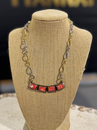 Spiny Bar Pendent Two-Tone Necklace - Cowgirls & City Chics