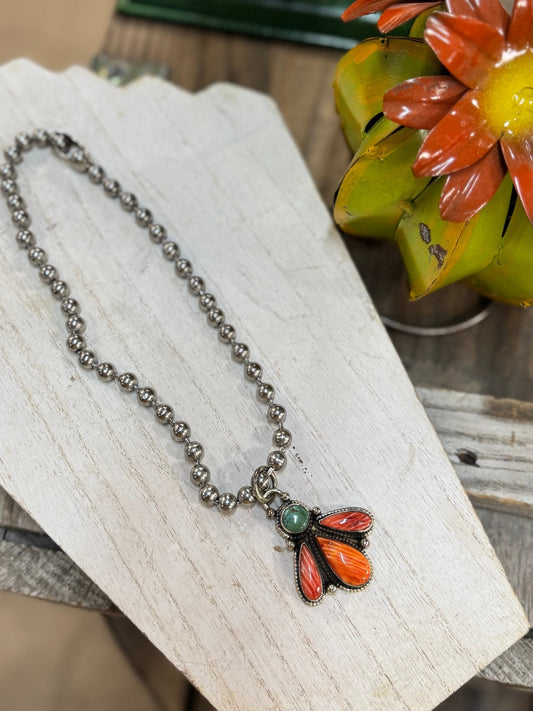 Spiny Oyster Drop Pendent With Ball Chain Necklace - Cowgirls & City Chics