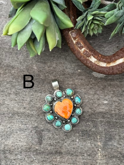 Spiny Oyster Heart Kingman Pendent - Cowgirls & City Chics