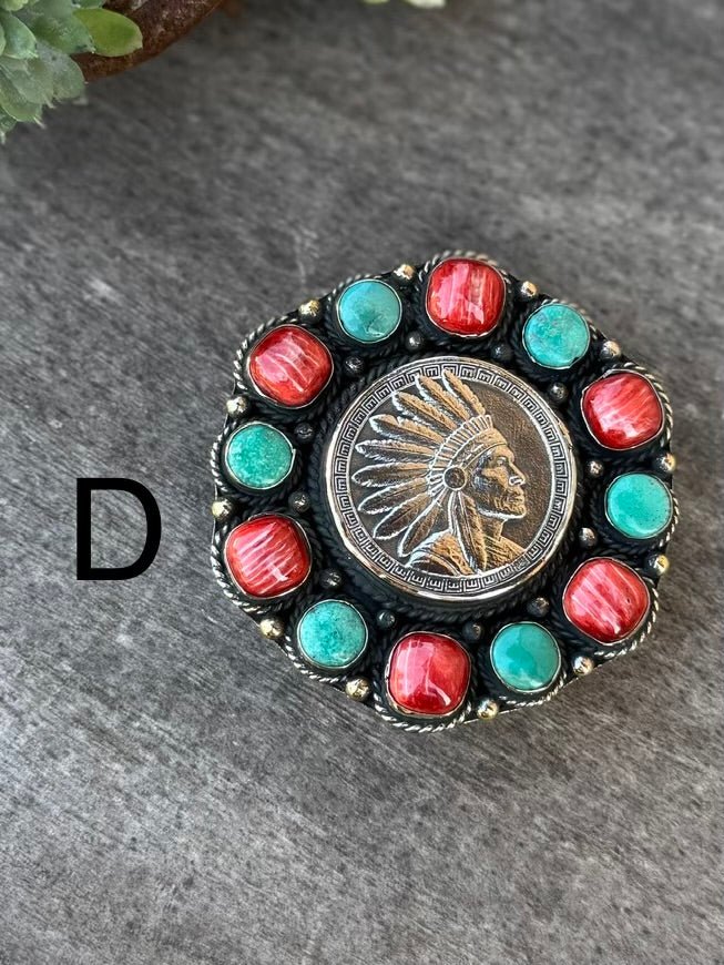 Spiny Oyster & Kingman Coin Belt Buckle - Cowgirls & City Chics