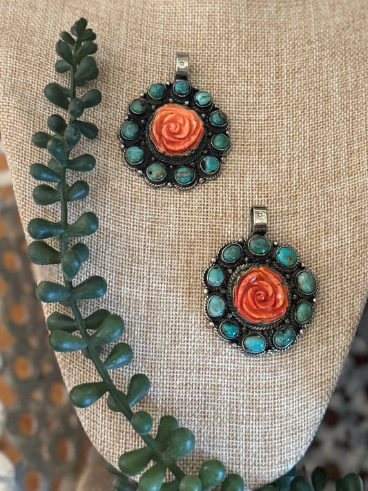 Spiny Oyster Rose & Kingman Pendent - Cowgirls & City Chics